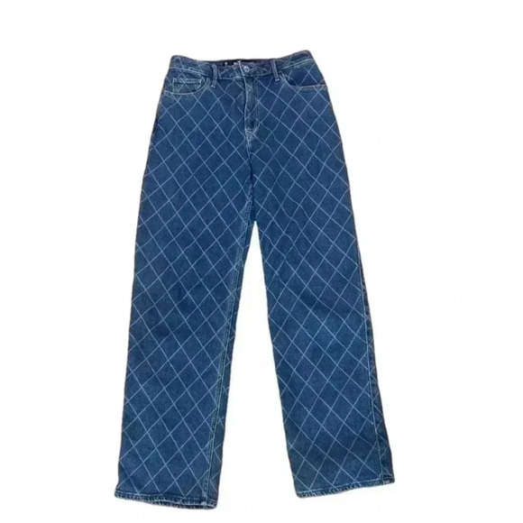 Hollister Ultra High Rise Dad Jean Waffle Print Great Condition 5 27 - Picture 1 of 2